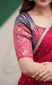 Lehenga Saree en soie pour femmes avec chemisier brodé, tenue ethnique traditionnelle - Product Image 5