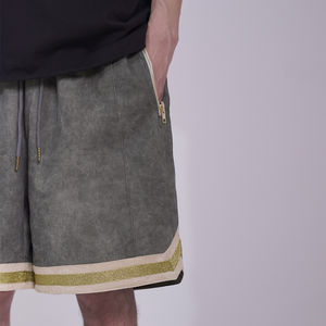 Logo personnalisé broderie taille élastique cordon solide Vintage athlétique utilitaire Basketball Shorts sur mesure - Product Image 6