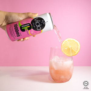 Vida <b>C</b> Sparkling Malaysia Halal Carbonated Drinks Quenching Thirst Low-Fat Fruity Pink Guava Soda Flavors Vitamin <b>C</b> Can 325ml - Product Image 3