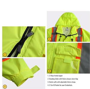 Chubasquero reflectante de alta visibilidad impermeable, ropa de trabajo de seguridad transpirable para uso en exteriores - Product Image 3