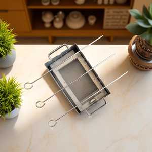 Parrilla de Carbón Portátil Moderna, Mini Parrilla Rectangular de Acero con 3 Brochetas para Acampar y Fiestas - Product Image 6