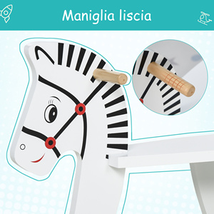 HOMCOM Caballo Balancín Blanco Clásico para Niños 1-3 Años 68x26,5x48cm MDF Madera de Álamo Montar EN EL Borde del Juguete Asas Modelo de Reposapiés - Product Image 6