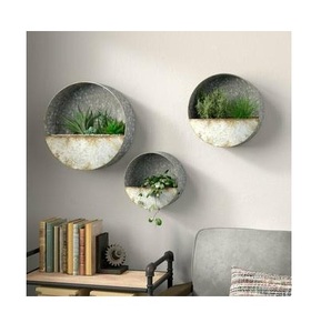 Jardinières galvanisées murales classiques Pièce de déclaration intemporelle Conception accrocheuse parfaite pour la décoration intérieure et extérieure - Product Image 4