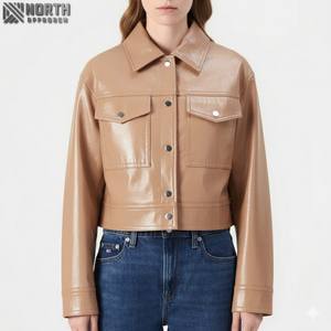 Chaqueta de Moda Transpirable de Cuero Genuino Tejido para Mujer, Estilo Elegante, Personalizable - Product Image 1