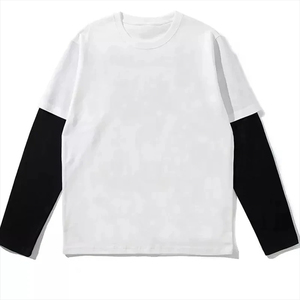 Haute qualité Double couche à manches longues t-shirts hommes en gros tenue décontracté coton surdimensionné poids lourd blanc personnalisé à manches longues - Product Image 2