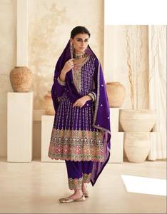 ใหม่ชุดสูทหนักผ้าไหมพรีเมี่ยมพร้อมลําดับงานเย็บปักถักร้อยและงานเขียนโค้ดด้วยดูปัตตา - Product Image 4