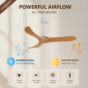 42 Inch Solid Wood Ceiling <b>Fan</b> Without Light, Reversible DC Motor Ceiling <b>Fan</b> with <b>Remote</b> <b>Control</b> for Bedroom Living Room - Product Image 2