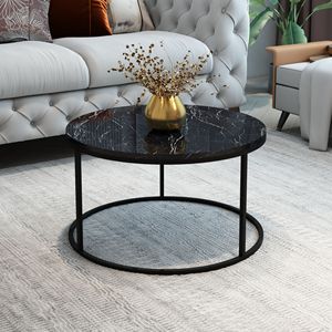 Mesa de Centro Redonda Moderna y Resistente para Sala de Estar, Oficina o Espacios Pequeños, Robusta, Móvil y Fácil de Armar, Muebles para Sala de Estar - Product Image 3