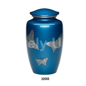 Hot Sale Engraved Silver Butterfly Classic Large Cremation Adult Urn For Human Ashes With Free <b>Velvet</b> <b>Bag</b> - Product Image 1