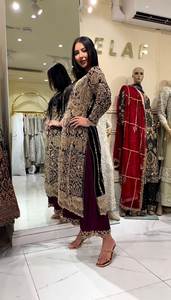 NOUVEAU DESIGNER WEAR HEAVY FUAX GEORGETTE BLACK TOP PENDU AVEC DUPATTA - Product Image 3