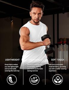 Chaleco deportivo para hombre, camiseta de gimnasio de entrenamiento atlético sin mangas, transpirable, ligero, tejido de secado rápido, ropa deportiva para entrenamiento físico - Product Image 4