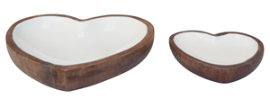 Cuenco Decorativo de Madera en Forma de Corazón con Incrustaciones de Esmalte Blanco - Product Image 2