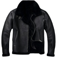 Veste d'aviateur classique pour homme en cuir de vache véritable 100% avec doublure en peau de mouton, épaisse, chaude, écologique, durable, pour l'hiver