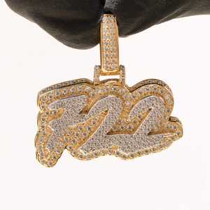 Iced Out 722 <b>Number</b> Pendant in 18K <b>Gold</b> Plated Sterling Silver with Moissanite Diamonds Hip Hop Luxury Custom Charm - Product Image 6