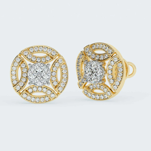 Boucles d'oreilles en diamant rond plaqué or blanc massif 10 carats avec Halo vissé élégant CVD Diamonds GIA Certified Gift - Product Image 1