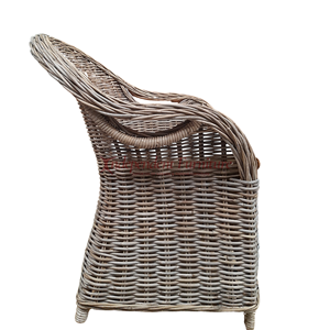 Athen Natural Kuboo Grey Rattan <b>Frame</b> Dining Chair Natural Cushion Traditional Indoor Wicker Furniture Home Restaurant Eco - Product Image 4