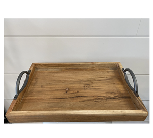 Excelente bandeja de madera para servir Mango de metal Forma cuadrada Artículo decorativo Bandeja de madera Precio superior - Product Image 5