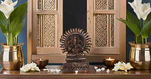 Hecho a mano Art Deco Lord Ganesha Kiran colgante de pared Showpiece aluminio Metal para decoración del hogar y fines de regalo - Product Image 4