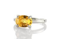 Plaqué or rose solide 925 argent Sterling naturel Citrine ovale coupe pierres précieuses anneaux empilables personnalisé fabriqué en usine bijoux fins