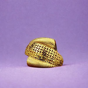 แหวนหุ้มทองหนาสำหรับผู้หญิง |   การออกแบบตาข่ายแบบกว้าง |   เครื่องประดับนิ้วสุดหรู - Product Image 5