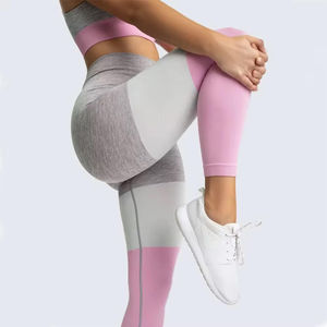 Conjunto de Yoga de Cintura Alta para Mujer, 2 Piezas, Secado Rápido, Sin Costuras, Transpirable, Elástico en Cuatro Direcciones, Sujetador Deportivo y Leggings con Cintura Elástica para Gimnasio - Product Image 5