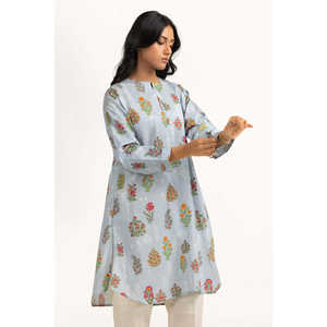 Camisa Casual de Popelina con Estampado Cruzado y Cuello Mao, Transpirable, con Estampado Floral para Primavera/Verano-IPS-77124 - Product Image 2