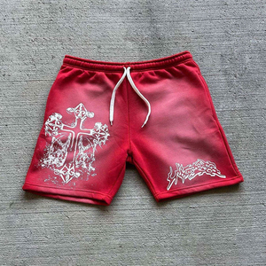 Pantalones cortos personalizados de verano con parche cargo para hombre, pantalones cortos de baloncesto lavados sucios con serigrafía, estilo de calle - Product Image 5