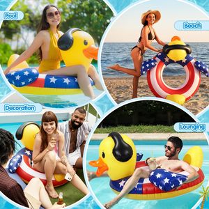 Factory Direct Duck <b>Pool</b> Float 36 Inch <b>Inflatable</b> Patriotic Swim Ring <b>for</b> Adults 250 Anniversary Party Durable Water Raft - Product Image 6
