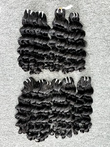 Vente chaude Droite Italienne Curl Vague Naturelle Extensions de Cheveux Noirs 100% Vierge Cheveux Humains Double Trame Plat Ensemble DHL UPS FEDEX - Product Image 6