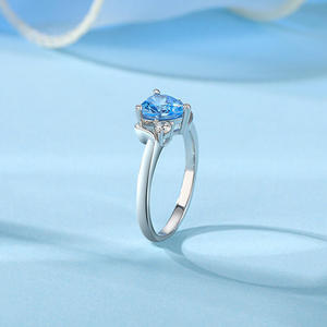 Jeulia <b>Wave</b> Design Three Stone Heart Promise <b>Ring</b> Sterling <b>Silver</b> with Rhodium Plated Birthstone Setting - Product Image 5