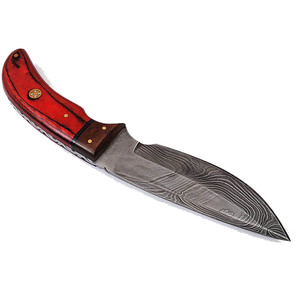 Jexmoo Cuchillo Desollador de Acero de Damasco Hecho a Mano con Mango de Madera y Funda de Cuero para Camping y Caza Regalo para Padre - Product Image 6
