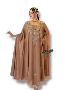 Caftán Abaya de Gasa Elegante y Modesto para Bodas Islámicas, Estilo Recto, Largo hasta el Suelo, para Fiestas, Ecológico, con Cuentas y Mangas Largas - Product Image 2