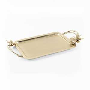 Plateau d'or en aluminium de poignée de conception de fleur dans le taux abordable pour l'usage d'hôtel de restaurant de mariage - Product Image 4