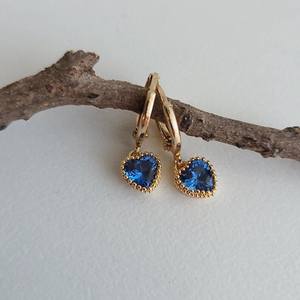 Pendientes de Botón con Dije de Corazón de Zafiro Azul, Plata de Ley 925, Chapado en Oro de 14K, Certificado IGI, Chapado en Rodio Clásico, Joyería de Regalo - Product Image 4