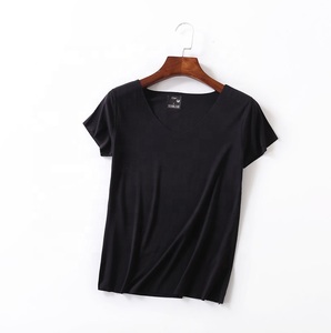 Cotton Made Unisex V Neck T-<b>Shirts</b> Lightweight 180 GSM Full Sleeve Tees with Hole Button Plaid Design - Product Image 3