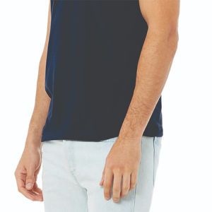 Camiseta azul marino unisex con cuello en V 100% Airlume algodón peinado 4,2 Oz Jersey formal de manga corta - Product Image 4