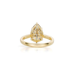 Refined Pear Cut Champagne <b>Diamond</b> Engagement <b>Ring</b> 3.39 Ct K VS1 Lab Grown <b>Diamond</b> In 14K Yellow Gold For Engagement Party - Product Image 2