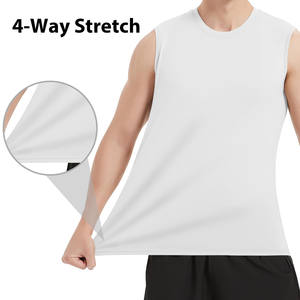 Chaleco deportivo para hombre, camiseta sin mangas de secado rápido, cuello redondo, suelta, abierta, dividida, camiseta sin mangas de Color sólido, camisetas sin mangas con estampado de logotipo personalizado para hombre - Product Image 4