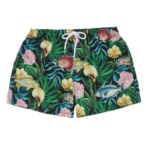 Pantalones cortos de baño estampados ecológicos para hombre, tela cómoda de secado rápido diseñada para vacaciones en Resort de playa y diversión acuática diaria - Product Image 1