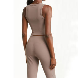 Personnalisé Haute Performance Séchage Rapide Gym Workout Débardeurs Femmes Couleur Unie Casual Débardeur Sans Manches Yoga Tops - Product Image 4