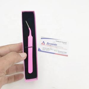 Pince à épiler en acier inoxydable à revêtement en poudre rose vente en gros Extension de cils avec logo personnalisé en fibre pointue pour cils - Product Image 4