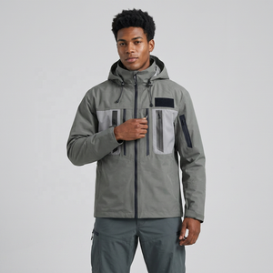 Veste de pêche pour homme, grande taille, respirante, séchage rapide, UPF 50, imperméable, polyester, fermeture éclair, gris uni, vêtements d'extérieur - Product Image 4
