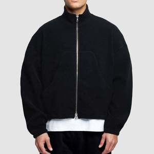 Sudadera con capucha unisex 100% algodón forrada, de ajuste holgado, con cremallera, de tejido de punto transpirable, anti-bolitas, para invierno, bordada, teñida lisa. - Product Image 4