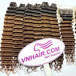 顶级批发最高质量的越南处女深波人发来自雷米头发供应商VNHAIR