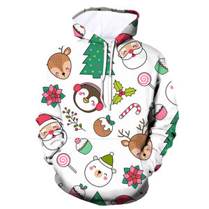 Sudadera con capucha navideña Unisex con estampado completo cálido invierno suelto de punto 100% algodón transpirable Color Digital estampado frontal personaje bajo - Product Image 4