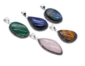 Nouveau Vintage 5 pièces femmes mode colliers mélange pierres précieuses pendentifs en laiton thème chrétien tendance mélange Lot en vrac emballé PP 30 - Product Image 3