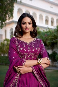 Vestido de lujo de damas de honor bordado Lehenga Choli de estilo tradicional de seda de Bollywood para fiestas de boda inspirado en Pakistán - Product Image 5