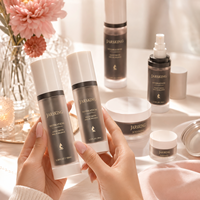 Vente en gros de flacons pompe pour sérum et lotion cosmétique de luxe vides, couleur marron personnalisée, 50 ml, 80 ml, 100 ml, et pots de crème et de sérum de 10 g, 30 g, 50 g