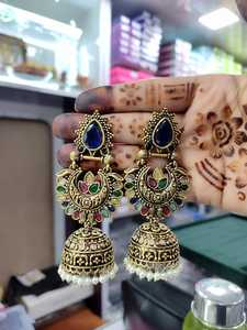 High Quality Traditional Kashmiri <b>Brass</b> Earrings for Women Vintage Ethnic Indian Heritage Jewelry Ideal for Festivals, Weddings - Product Image 2