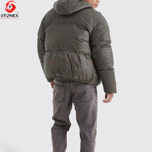 Chaqueta acolchada con capucha de rendimiento acolchado de lona High Street de invierno para hombre con diseño de color sólido - Product Image 2